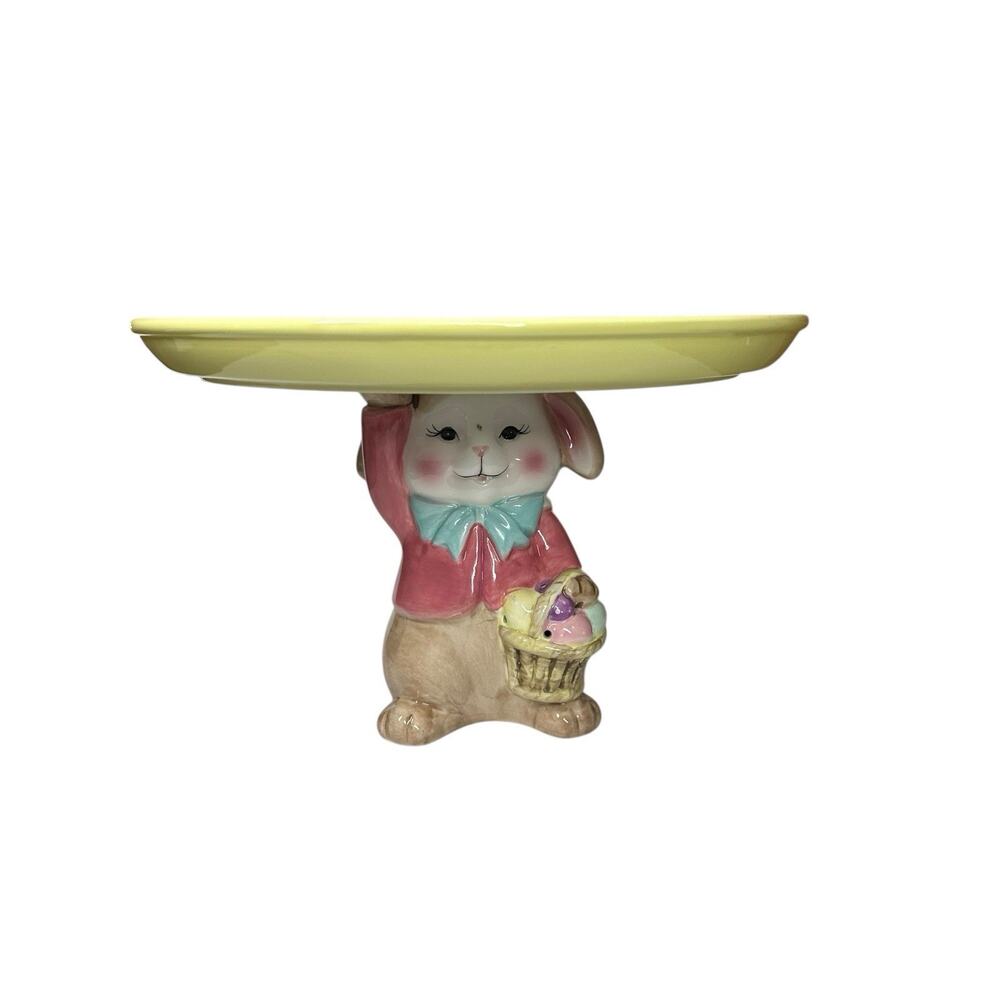 Mr Christmas Cottontail Easter Bunny Plate Cake Stand Lighted Pie Rabbit 10.5”